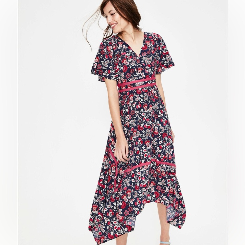 Boden Holly Hanky Hem Midi Dress - Size 14 Long